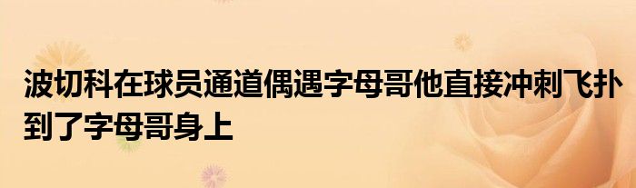 波切科在球员通道偶遇字母哥他直接冲刺飞扑到了字母哥身上