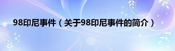 98印尼事件（关于98印尼事件的简介）