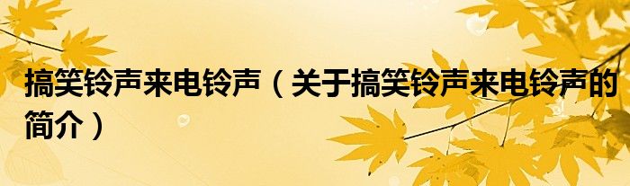 搞笑铃声来电铃声（关于搞笑铃声来电铃声的简介）