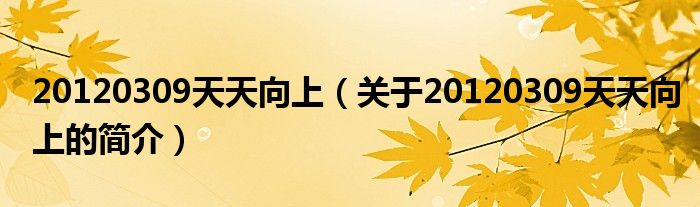 20120309天天向上（关于20120309天天向上的简介）