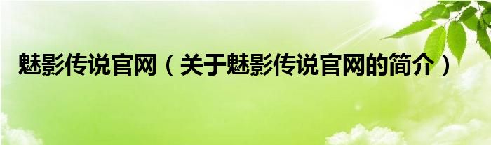 魅影传说官网（关于魅影传说官网的简介）