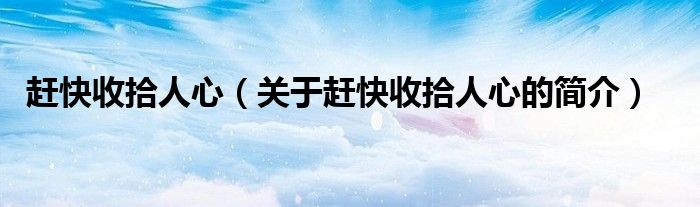 赶快收拾人心（关于赶快收拾人心的简介）