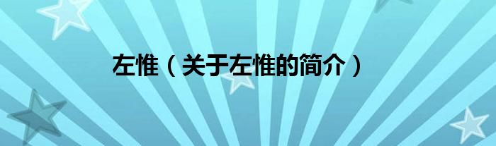 左惟（关于左惟的简介）