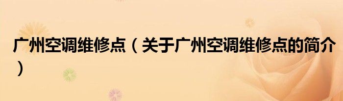 广州空调维修点（关于广州空调维修点的简介）