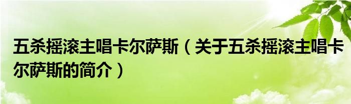 五杀摇滚主唱卡尔萨斯（关于五杀摇滚主唱卡尔萨斯的简介）