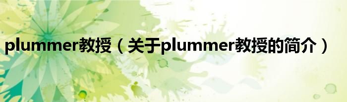 plummer教授（关于plummer教授的简介）