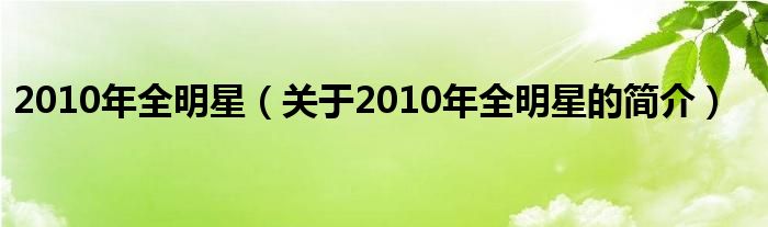 2010年全明星（关于2010年全明星的简介）