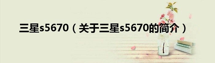 三星s5670（关于三星s5670的简介）
