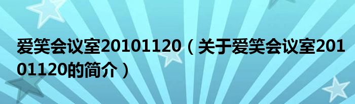 爱笑会议室20101120（关于爱笑会议室20101120的简介）