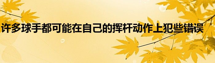 许多球手都可能在自己的挥杆动作上犯些错误