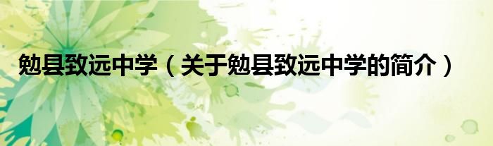 勉县致远中学（关于勉县致远中学的简介）