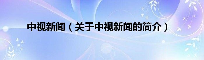 中视新闻（关于中视新闻的简介）