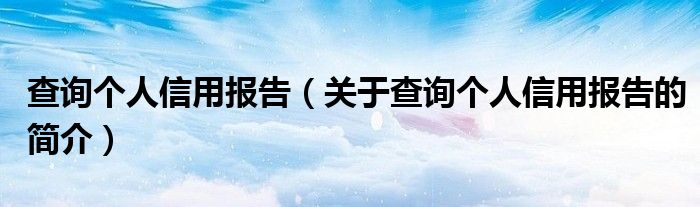 查询个人信用报告（关于查询个人信用报告的简介）