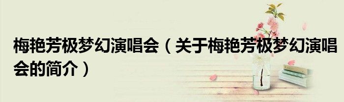 梅艳芳极梦幻演唱会（关于梅艳芳极梦幻演唱会的简介）