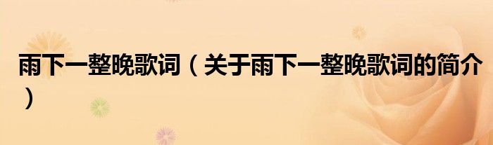 雨下一整晚歌词（关于雨下一整晚歌词的简介）