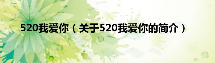 520我爱你（关于520我爱你的简介）