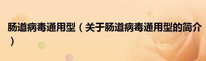 肠道病毒通用型（关于肠道病毒通用型的简介）