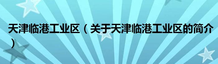 天津临港工业区（关于天津临港工业区的简介）