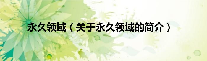 永久领域（关于永久领域的简介）
