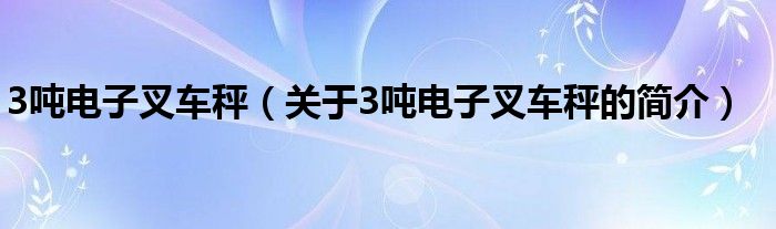 3吨电子叉车秤（关于3吨电子叉车秤的简介）