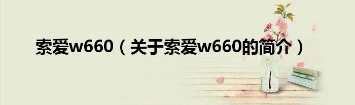 索爱w660（关于索爱w660的简介）