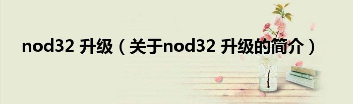 nod32 升级（关于nod32 升级的简介）