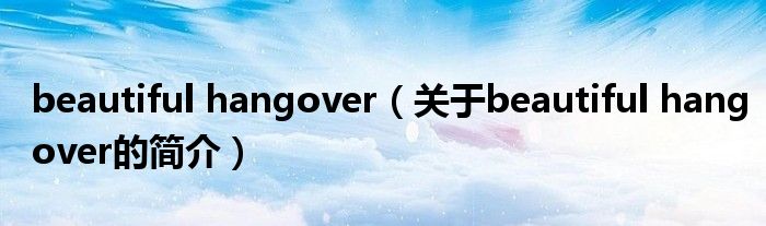 beautiful hangover（关于beautiful hangover的简介）