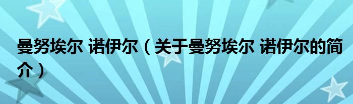 曼努埃尔 诺伊尔（关于曼努埃尔 诺伊尔的简介）