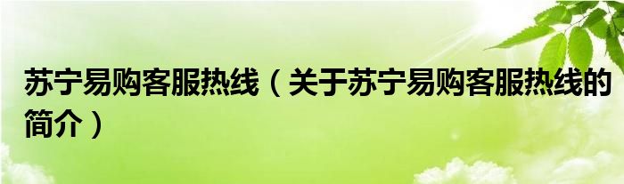 苏宁易购客服热线（关于苏宁易购客服热线的简介）