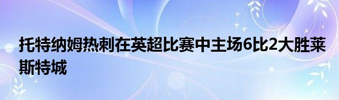 托特纳姆热刺在英超比赛中主场6比2大胜莱斯特城