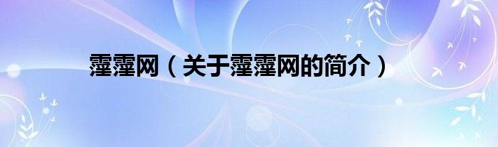 霪霪网（关于霪霪网的简介）