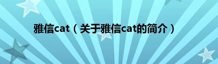 雅信cat（关于雅信cat的简介）