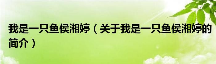 我是一只鱼侯湘婷（关于我是一只鱼侯湘婷的简介）