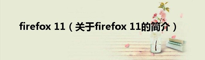 firefox 11（关于firefox 11的简介）