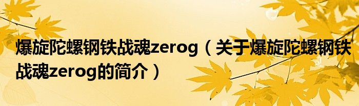 爆旋陀螺钢铁战魂zerog（关于爆旋陀螺钢铁战魂zerog的简介）