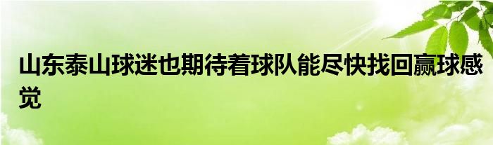 山东泰山球迷也期待着球队能尽快找回赢球感觉