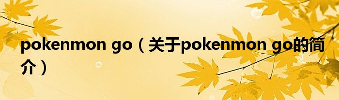 pokenmon go（关于pokenmon go的简介）