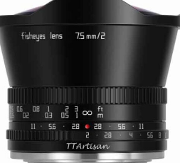 推出用于无反光镜相机的TTartisan7.5mmF2鱼眼