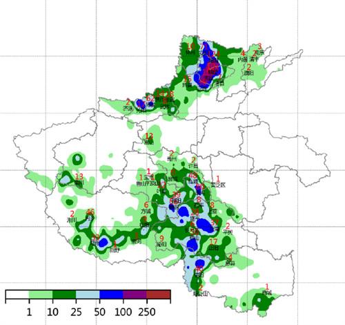 强降雨袭击中部地区，河南、山东、安徽、江苏、湖北等多地出现大到暴雨