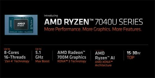 AMD正式发布锐龙7040U APU，最先进4nm Zen4架构、15W超低功耗