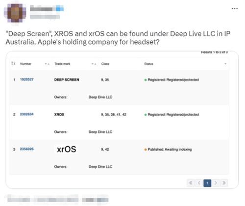 苹果申请“xrOS”商标并涉足深度屏幕技术领域
