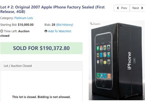 16年历史的古董 iPhone 1拍卖价格再创新高136万