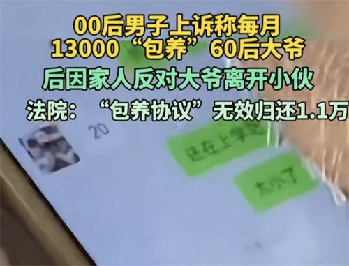 一小伙自称包养大爷想要退款 包养事件法院最终判决