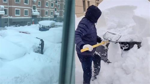 暴雪后车主们开盲盒式挖雪寻车 暴雪深度达到多少