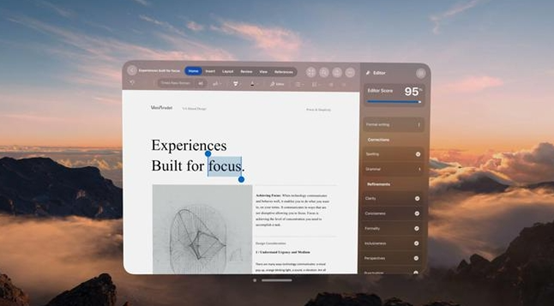 苹果Vision Pro头显有230个原生应用 Office截图如何