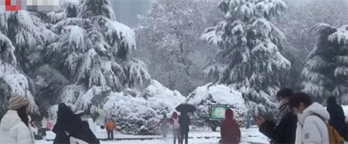 长沙下雪市民深夜撑伞拍雪景 长沙何时下的雪